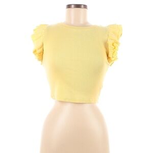 Zara Yellow Ruffle Top Size Small